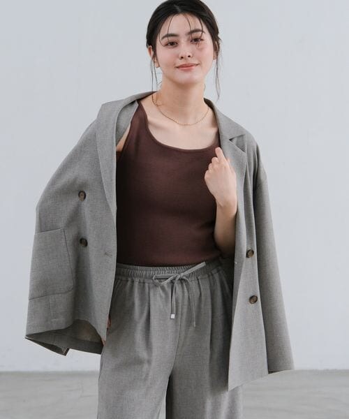 LAKOLE（ラコレ）の「14ゲージ総針スクエアタンク（その他・ボーダー(10)/オフ(11)/ブラック(19)/ミント(72)・F）」の21枚目の写真