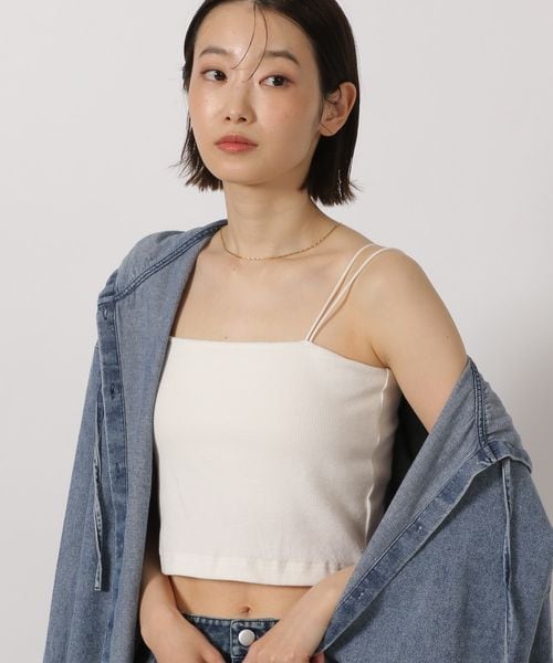 LAKOLE(ラコレ)の「クロップドカップ付きキャミ(その他・オフホワイト(11)/杢グレー(15)/ブラック(19)/ブラウン(50)・M/L)」の1枚目の写真