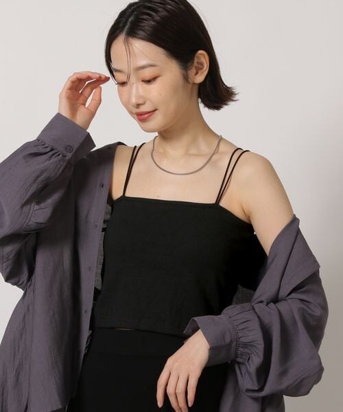 LAKOLE(ラコレ)の「クロップドカップ付きキャミ(その他・オフホワイト(11)/杢グレー(15)/ブラック(19)/ブラウン(50)・M/L)」の16枚目の写真