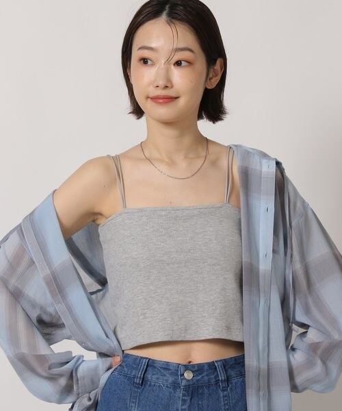 LAKOLE(ラコレ)の「クロップドカップ付きキャミ(その他・オフホワイト(11)/杢グレー(15)/ブラック(19)/ブラウン(50)・M/L)」の15枚目の写真