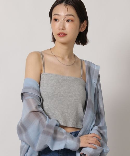LAKOLE(ラコレ)の「クロップドカップ付きキャミ(その他・オフホワイト(11)/杢グレー(15)/ブラック(19)/ブラウン(50)・M/L)」の14枚目の写真