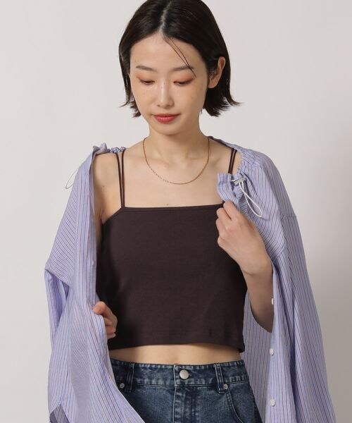 LAKOLE(ラコレ)の「クロップドカップ付きキャミ(その他・オフホワイト(11)/杢グレー(15)/ブラック(19)/ブラウン(50)・M/L)」の18枚目の写真