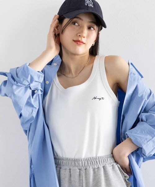 RAGEBLUE（レイジブルー）の「ワンポイント刺繍リブタンクトップ（その他・ホワイト03/ボーダー18・FREE）」の5枚目の写真