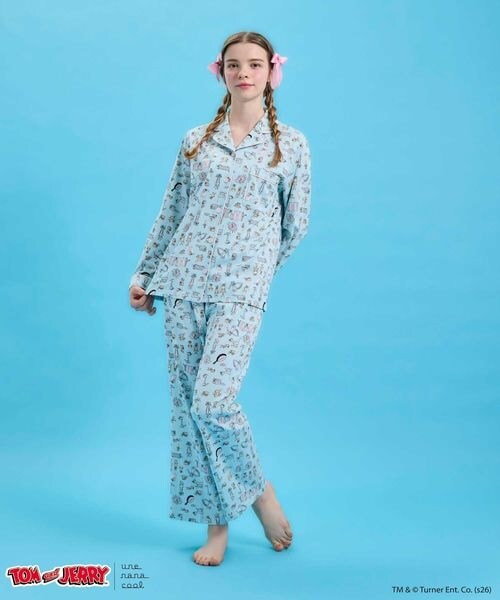 une nana cool（ウンナナクール）の「トムとジェリー × une nana cool長袖開襟パジャマ（その他・レディース・IV_アイボリー/SX_サックス・M/L）」の17枚目の写真