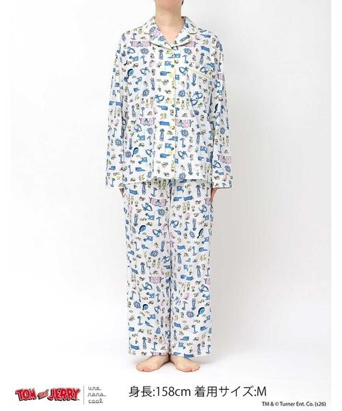 une nana cool（ウンナナクール）の「トムとジェリー × une nana cool長袖開襟パジャマ（その他・レディース・IV_アイボリー/SX_サックス・M/L）」の8枚目の写真