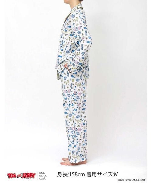 une nana cool（ウンナナクール）の「トムとジェリー × une nana cool長袖開襟パジャマ（その他・レディース・IV_アイボリー/SX_サックス・M/L）」の9枚目の写真