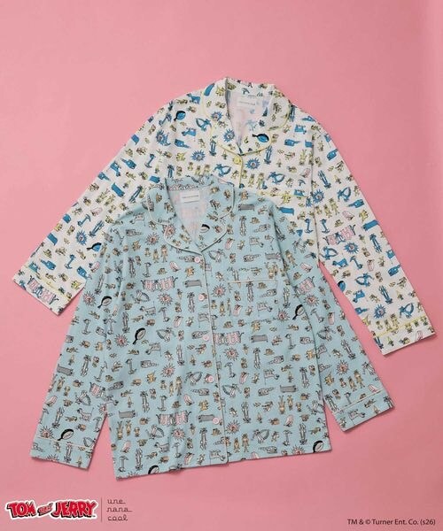 une nana cool（ウンナナクール）の「トムとジェリー × une nana cool長袖開襟パジャマ（その他・レディース・IV_アイボリー/SX_サックス・M/L）」の4枚目の写真