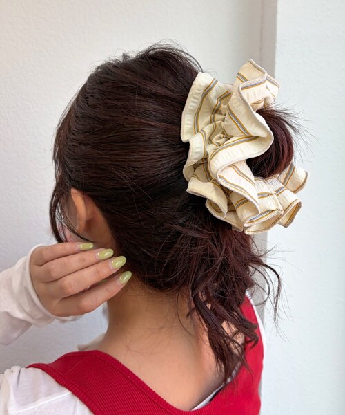 Lattice（Lattice）の「ストライプシュシュ（シュシュ・レディース・ピンク/グリーン/アイボリー/イエロー/ブルー・FREE）」の2枚目の写真