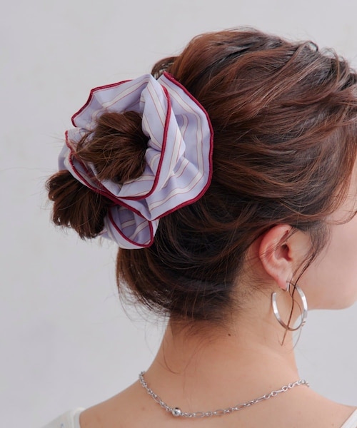 Lattice（Lattice）の「ストライプシュシュ（シュシュ・レディース・ピンク/グリーン/アイボリー/イエロー/ブルー・FREE）」の4枚目の写真