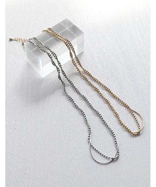 Re:EDIT（リエディ）の「ボール×スネークチェーンコンビネックレス[mb] - アクセサリー通販 | 人気レディースファッション - Re:EDIT（リエディ）（その他・レディース・ゴールド/シルバー・フリーサイズ）」の2枚目の写真