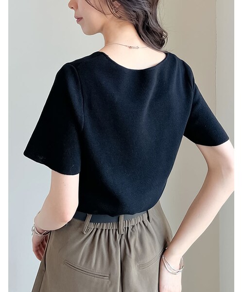 Re:EDIT（リエディ）の「スクエアネックレーヨン混ニットトップス - トップス通販 | 人気レディースファッション - Re:EDIT（リエディ）（その他・レディース・ブラック/ホワイト/グレー/ブルー/レッド/ベージュ・M/L）」の22枚目の写真