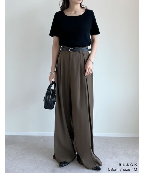 Re:EDIT（リエディ）の「スクエアネックレーヨン混ニットトップス - トップス通販 | 人気レディースファッション - Re:EDIT（リエディ）（その他・レディース・ブラック/ホワイト/グレー/ブルー/レッド/ベージュ・M/L）」の21枚目の写真