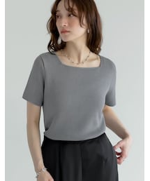 スクエアネックレーヨン混ニットトップス - トップス通販 | 人気レディースファッション - Re:EDIT（リエディ）