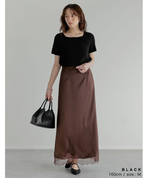 Re:EDIT（リエディ）の「スクエアネックレーヨン混ニットトップス - トップス通販 | 人気レディースファッション - Re:EDIT（リエディ）（その他・レディース・ブラック/ホワイト/グレー/ブルー/レッド/ベージュ・M/L）」の12枚目の写真