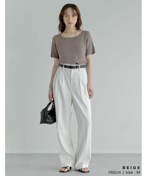 Re:EDIT（リエディ）の「スクエアネックレーヨン混ニットトップス - トップス通販 | 人気レディースファッション - Re:EDIT（リエディ）（その他・レディース・ブラック/ホワイト/グレー/ブルー/レッド/ベージュ・M/L）」の16枚目の写真