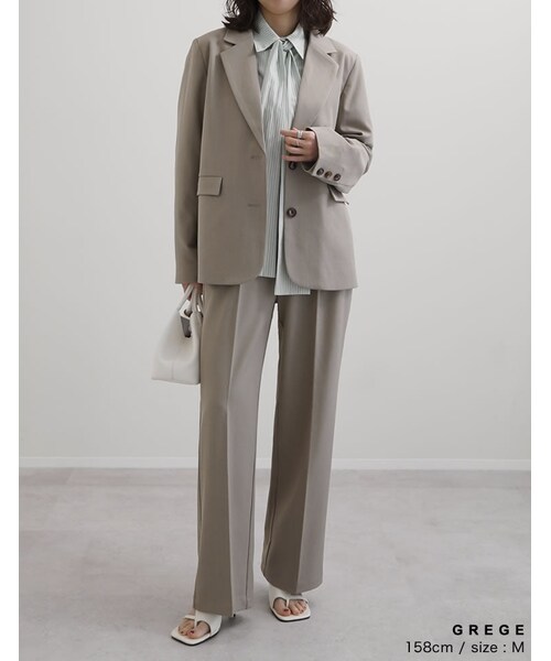 Re:EDIT（リエディ）の「ミックスツイルワンタックワイドスラックス - パンツ通販 | 人気レディースファッション - Re:EDIT（リエディ）（その他・レディース・ブラック/アイボリー/チャコールグレー/グレージュ/キャメルベージュ/ブラウン/ネイビー・SC/M/MT/L）」の17枚目の写真