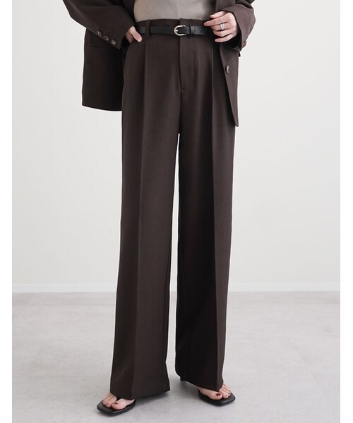 Re:EDIT（リエディ）の「ミックスツイルワンタックワイドスラックス - パンツ通販 | 人気レディースファッション - Re:EDIT（リエディ）（その他・レディース・ブラック/アイボリー/チャコールグレー/グレージュ/キャメルベージュ/ブラウン/ネイビー・SC/M/MT/L）」の8枚目の写真