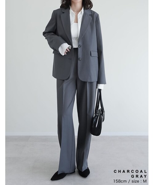 Re:EDIT（リエディ）の「ミックスツイルワンタックワイドスラックス - パンツ通販 | 人気レディースファッション - Re:EDIT（リエディ）（その他・レディース・ブラック/アイボリー/チャコールグレー/グレージュ/キャメルベージュ/ブラウン/ネイビー・SC/M/MT/L）」の16枚目の写真