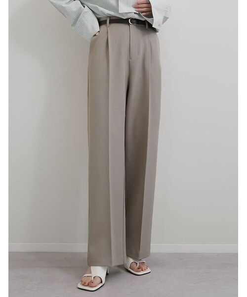 Re:EDIT（リエディ）の「ミックスツイルワンタックワイドスラックス - パンツ通販 | 人気レディースファッション - Re:EDIT（リエディ）（その他・レディース・ブラック/アイボリー/チャコールグレー/グレージュ/キャメルベージュ/ブラウン/ネイビー・SC/M/MT/L）」の6枚目の写真