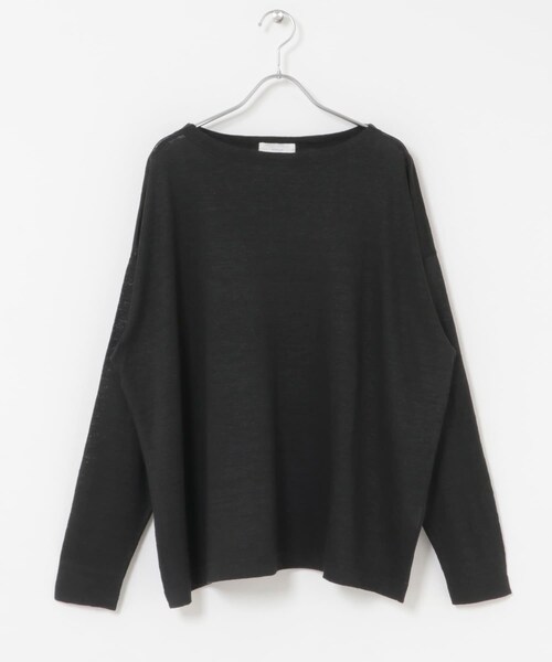 かぐれ（カグレ）の「リネンボートネックカットソー（Tシャツ/カットソー・レディース・OFF/BLACK/NATURAL・Free）」の7枚目の写真