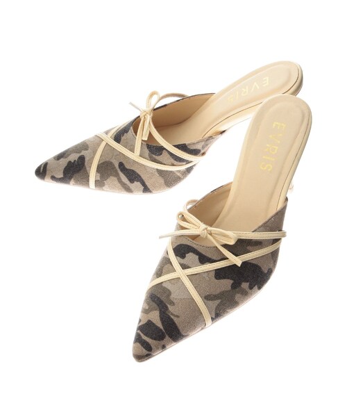 EVRIS（エヴリス）の「バイカラーヒールサンダル（パンプス・レディース・ブラック/ベージュ/カーキ・S/M/L）」の6枚目の写真