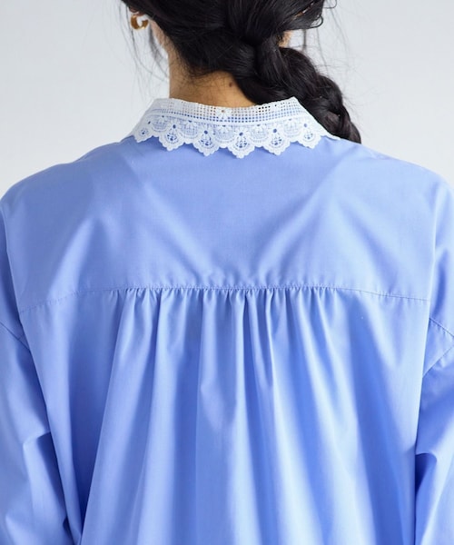 VIS（ビス）の「襟レース付きミニ丈シャツワンピ（シャツワンピース・レディース・ホワイト/サックス・F）」の18枚目の写真