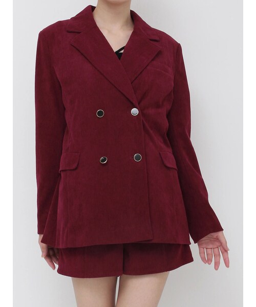 EATME（イートミー）の「コーデュロイルーズジャケット（テーラードジャケット・レディース・アイボリー/ブラック/ワイン・F）」の9枚目の写真