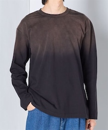 nissen | 綿１００％グラデーションオーバーサイズ長袖Tシャツ【大きいサイズ有】(Tシャツ/カットソー)