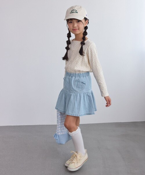 ROPE' PICNIC（ロペピクニック）の「【KIDS/キッズ】インパンツ付きハートポケットデニムスカート（デニムスカート・キッズ・ネイビー/サックス・L/M/S）」の11枚目の写真