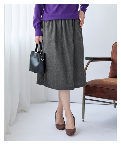 nissen（ニッセン）の「大きいサイズ （吸湿発熱）ウエストリブスカート（スカート・レディース・ブラック/チャコールグレー/ヘリンボーン/ブルー系チェック・L/LL/3L/4L/5L/6L/8L/10L）」の16枚目の写真