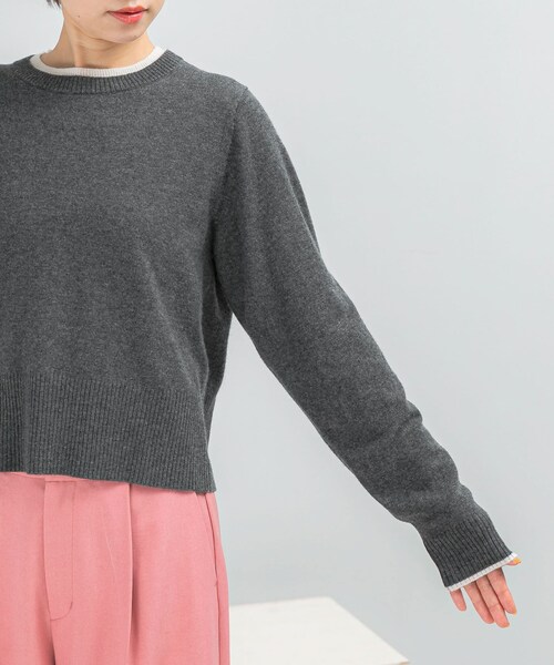 URBAN RESEARCH ROSSO（アーバンリサーチロッソ）の「カシミヤ混バイカラーコンパクトニット（ニット/セーター・レディース・OFF×ORG/GRAY×OFF/RED×OFF/NAVY×SAX・Free）」の19枚目の写真