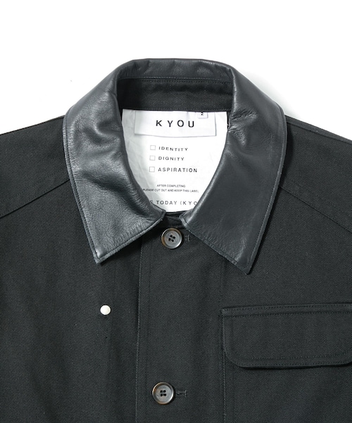 ADAM ET ROPE'（アダムエロペ）の「【KYOU】 NARCOLEPSY Homage Cotton Twill x Leather Jacket（カバーオール・メンズ・ブラック・1/2）」の4枚目の写真