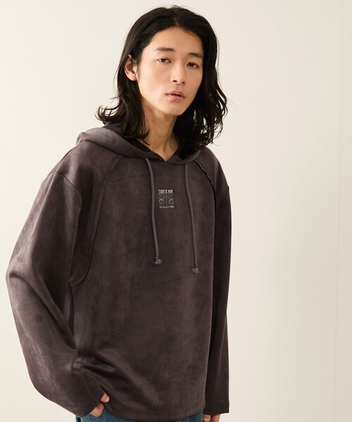 JUNRED(ジュンレッド)の「スエードタッチカットオフプルオーバー(パーカー・メンズ・チャコール/パープル・L/M/S)」の5枚目の写真