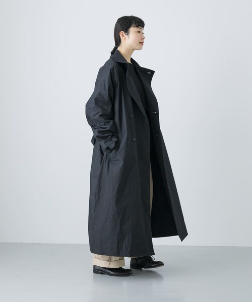 かぐれ（カグレ）の「コットンナイロンオーバートレンチコート（ステンカラーコート・レディース・BLACK/BEIGE・FREE）」の7枚目の写真