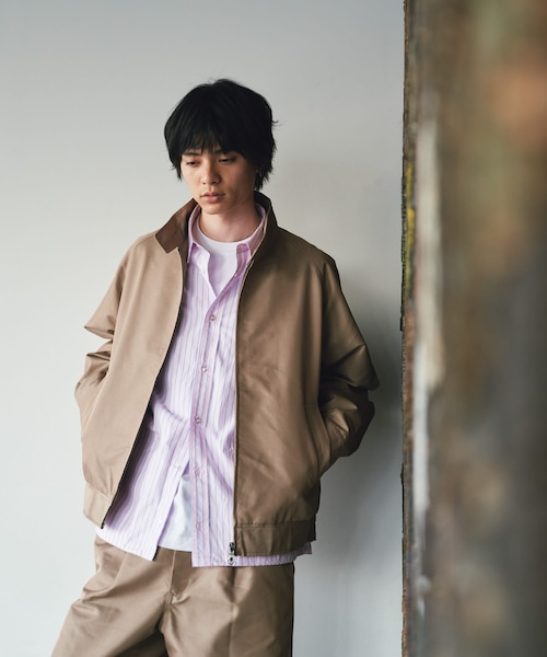 EKAL(エカル)の「『吸水速乾/イージーケア』coolmax chino スタンドジャケット(ブルゾン・メンズ・ベージュ/ネイビー・M/L)」の10枚目の写真