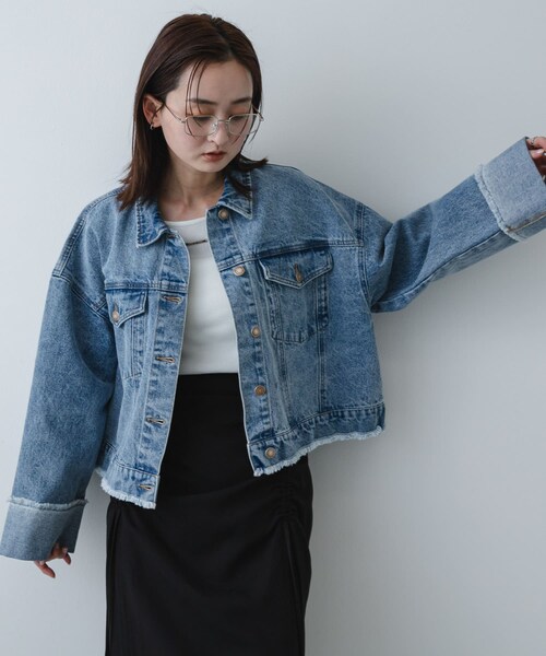 SENSE OF PLACE by URBAN RESEARCH（センスオブプレイスバイアーバンリサーチ）の「ロールアップデニムジャケット（デニムジャケット・レディース・ONE WASH/L.INDIGO・One）」の4枚目の写真