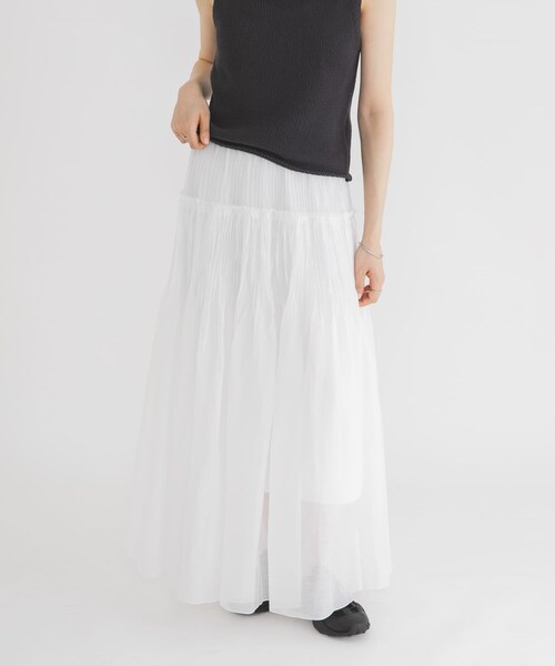 KBF（ケイビーエフ）の「タックプリーツフレアスカート（スカート・レディース・OFF/BLACK/BROWN・One）」の7枚目の写真