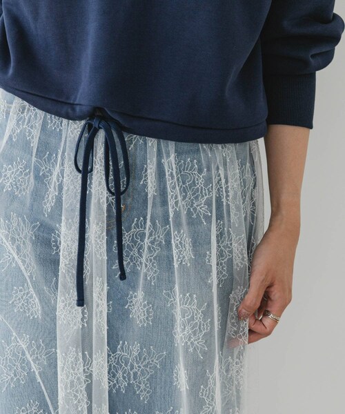 URBAN RESEARCH ROSSO（アーバンリサーチロッソ）の「F by ROSSO　チュールレースレイヤードスカート（スカート・レディース・WHITE/BLACK・FREE）」の5枚目の写真