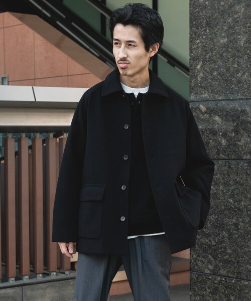 URBAN RESEARCH DOORS(アーバンリサーチドアーズ)の「ニットメルトン パデット ショートコート(テーラードジャケット・メンズ・BROWN/BLACK・M/L)」の18枚目の写真