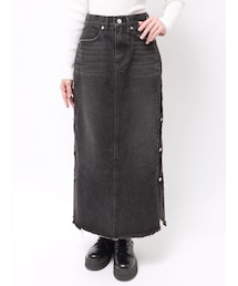EVRIS | サイドビジューカットロングデニムスカート(デニムスカート)