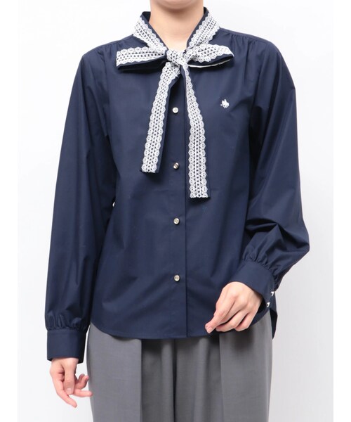 TONAL（トーナル）の「【POLOBCS】レースデザインボウタイブラウス（シャツ/ブラウス・レディース・オフホワイト/アイスブルー/ネイビー・M）」の3枚目の写真