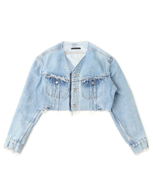 ADAM ET ROPE'(アダムエロペ)の「【QUIITO】REMAKE N COLLAR DENIM JK(デニムジャケット・レディース・ネイビー/ネイビー系/ブルー/ブルー系・36/38/F)」の6枚目の写真