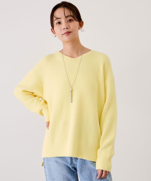 Jayro(ジャイロ)の「スフレヤーンVネックニットプルオーバー(ニット/セーター・レディース・ブラック/ライトグレー/ホワイト系/ダークブラウン/ベージュ/ネイビー系/レッド/ピンク/ライトグリーン/ピンク系/イエロー系・M)」の10枚目の写真