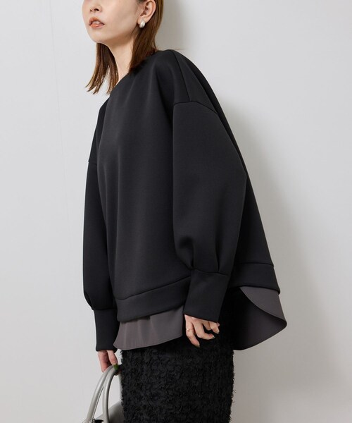 ROPE' PICNIC（ロペピクニック）の「カルゼダンボールレイヤードプルオーバー（Tシャツ/カットソー・レディース・チャコール/グレー系/キナリ・F）」の2枚目の写真