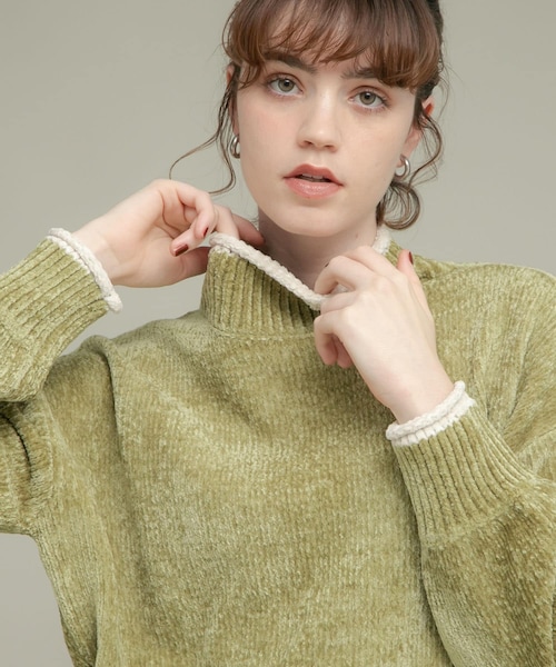 URBAN RESEARCH Sonny Label（アーバンリサーチサニーレーベル）の「モールヤーンハイネックニットプルオーバー（ニット/セーター・レディース・ベージュ/チャコールグレー/ピスタチオ・FREE）」の5枚目の写真