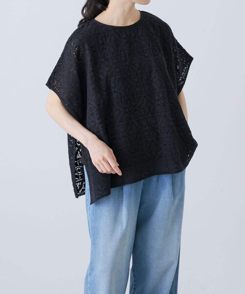 かぐれ(カグレ)の「コットンレースポンチョプルオーバー(Tシャツ/カットソー・レディース・OFF/BLACK・FREE)」の20枚目の写真