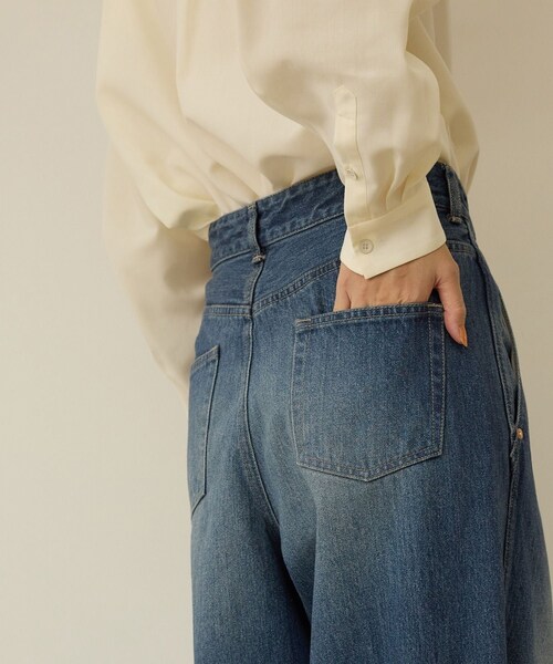 ROPE'（ロペ）の「【洗える】ワンタック ワイドデニムパンツ（デニムパンツ・レディース・ブラック/ブルー・36/38/40）」の17枚目の写真