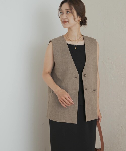 URBAN RESEARCH DOORS(アーバンリサーチドアーズ)の「ノーカラージレ(テーラードジャケット・レディース・BEIGE/BLACK・M)」の17枚目の写真