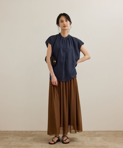 ROPE'（ロペ）の「【洗える】キュプラシルク フレンチスリーブブラウス（シャツ/ブラウス・レディース・ホワイト/ベージュ/ネイビー/ピンク系・F）」の10枚目の写真