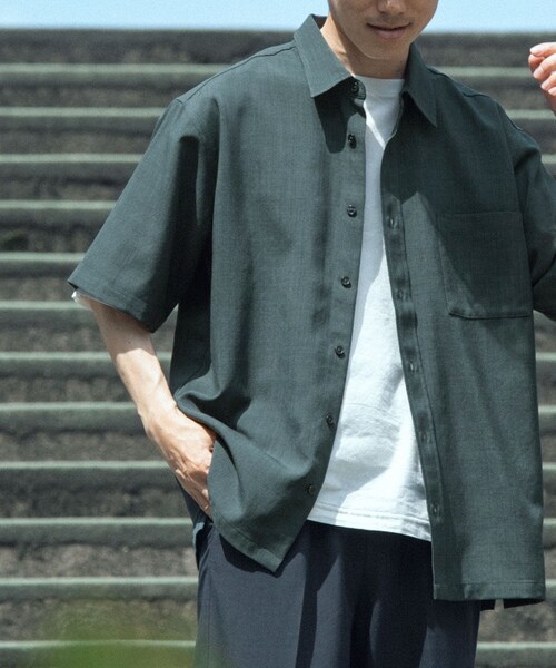 ITEMS URBANRESEARCH(アイテムズ アーバンリサーチ)の「『接触冷感/吸水速乾/イージーケア/UVカット』クイックドライリネンタッチ半袖シャツ(シャツ/ブラウス・メンズ・BLK/CHA/BEG/OLV・M/L)」の20枚目の写真